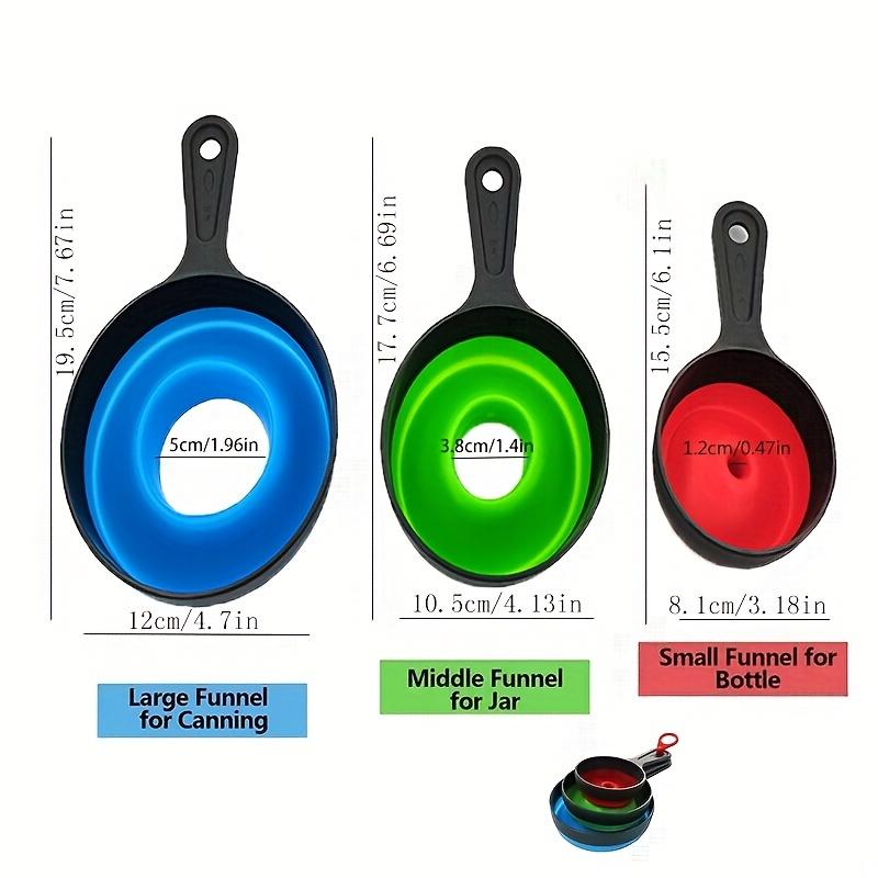 Folding Funnel Set of 3 Wide Mouth Jam Oil Funnel Liquid Dispenser Kitchen Tools