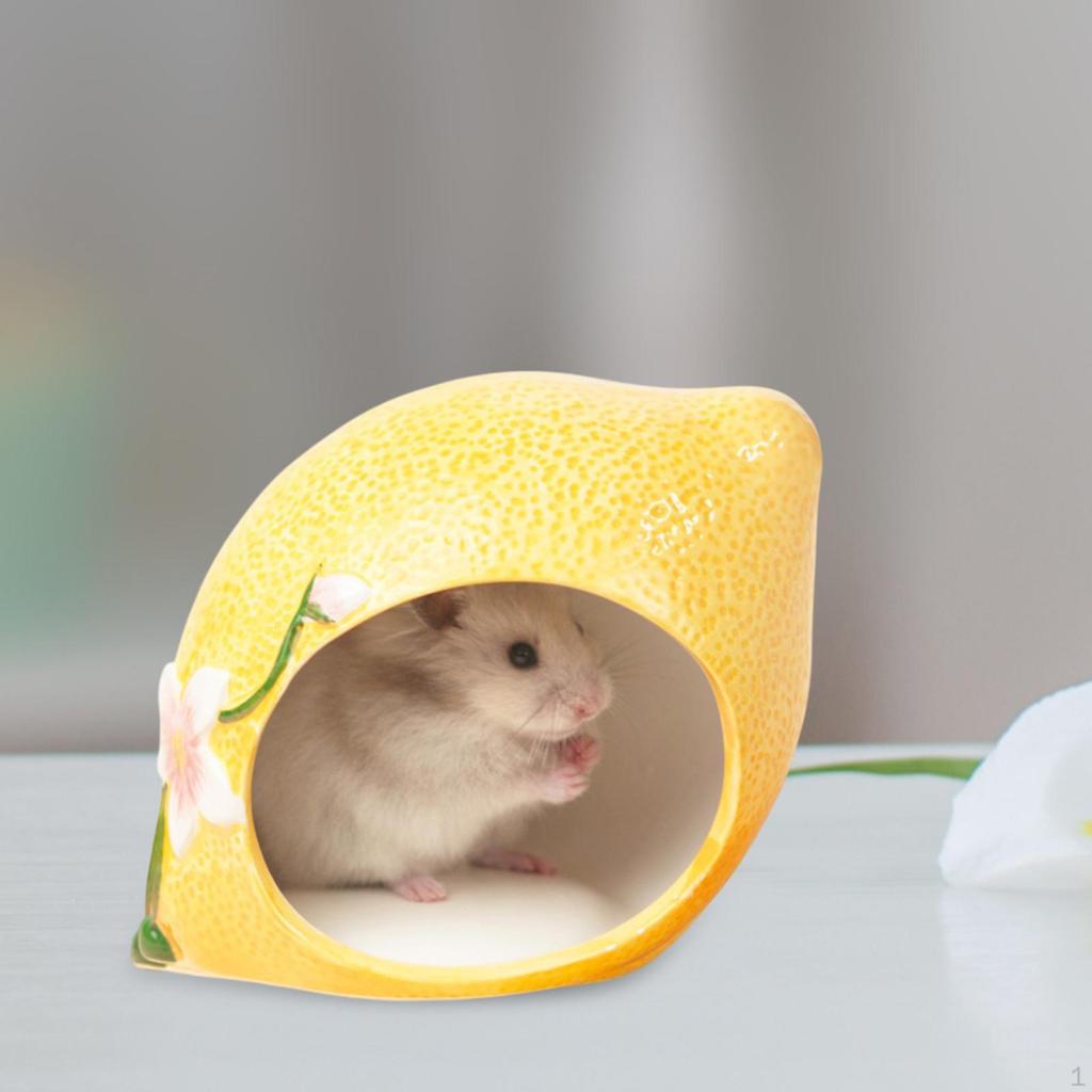 Ceramic Hamster House, Hideout,Cute Habitat Cave,Nest,Small Animal Hideout Lemon Shape for