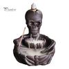 Quemador de Incienso Artesanal Quemador Esqueleto, Portaconos Cascada de Flujo Inverso, Soporte Decorativo Calavera Gótica para Hogar Varilla Decoración Halloween, Meditación