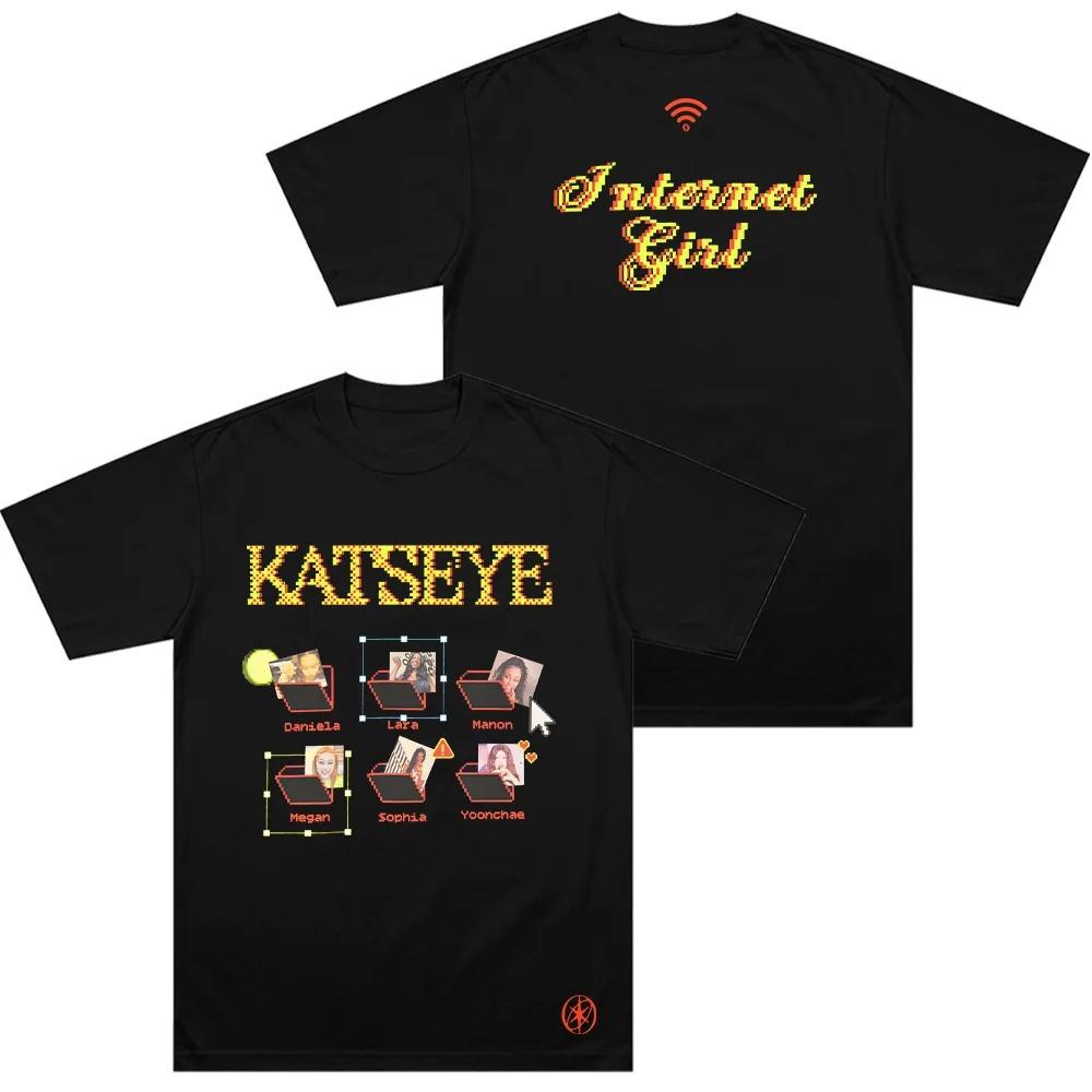 

Футболка Internet Girl Katseye Merch Футболка Унисекс Мода Поп-музыка Короткий рукав Спортивный Уличный стиль Мужская и Женская Футболка S