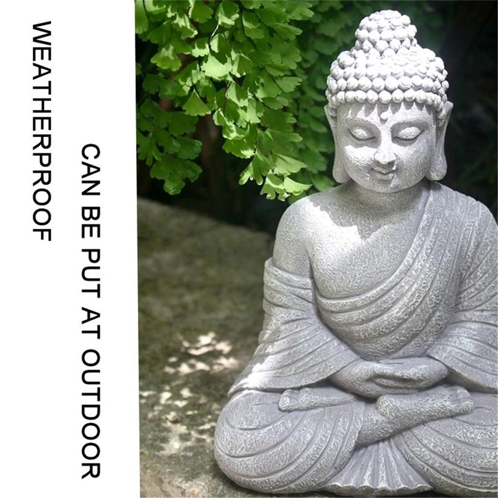 Statua di Buddha da Giardino Vintage da 9 Pollici Statuetta Scultura Buddismo Zen da Interno Esterno Giardino Decorazione Ornamento per Casa Ufficio Negozio