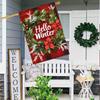 Hello Winter Christmas Wreath Garden Flag , Double-Sided, Durable Polyester, Perfect for Outdoor & Lawn Decor