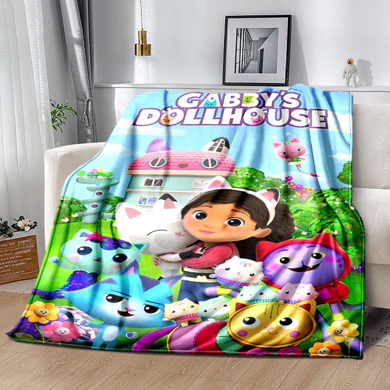 1pc Blanket Gabby's Dollhouse Print Design, Lightweight Blanket for Sofa, Bed- Soft &Warm, Gift for All Seasons like Christmas, Halloween