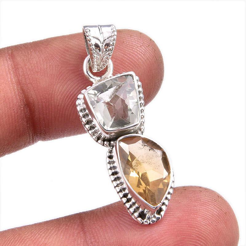 

Natural Green Amethyst,Citrine Gemstone 925 Solid Silver Gift Pendant 1.50 K0I34