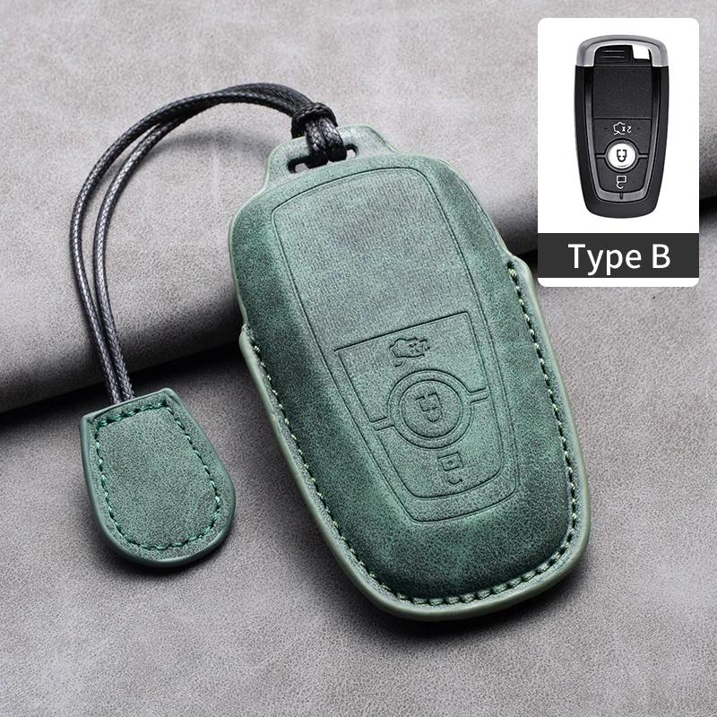 Styling Mouldings Sheepskin Car Key Cover Case for Ford Maverick Focus Edge Explorer Everest Fusion Mondeo Mustang Raptor Bronco
