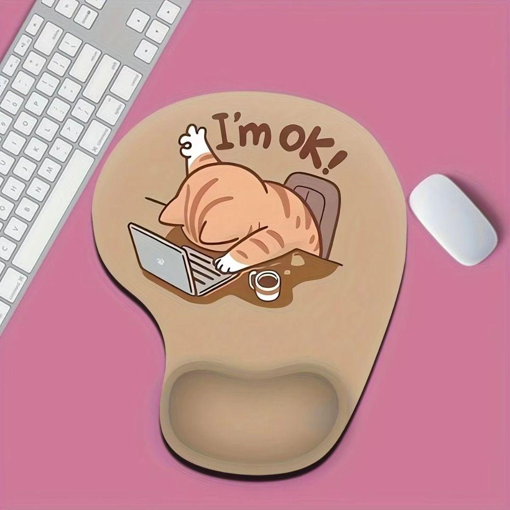 Comfortable Cat Mouse Mat Cute Cartoon Wrist Support Pad Black Cat Animal Mouse Pad  Gaming Use