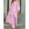 Irregular Long-Sleeve Wide-Leg Pantsuit Irregular Long Sleeve Loose Pants Suit