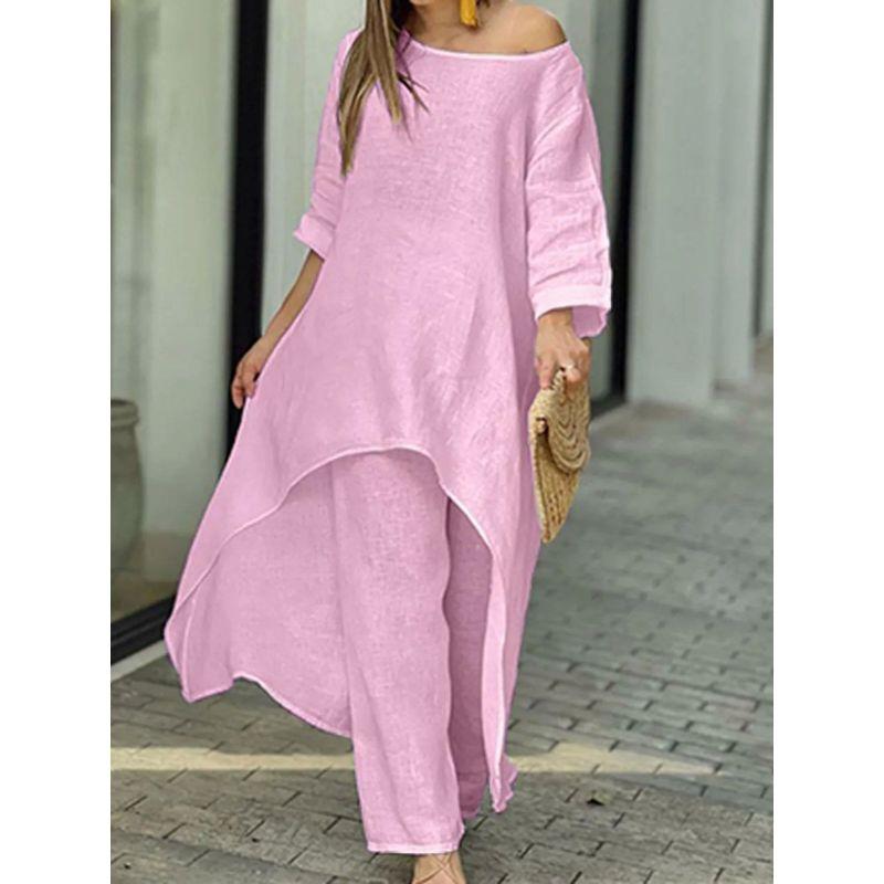 Irregular Long-Sleeve Wide-Leg Pantsuit Irregular Long Sleeve Loose Pants Suit