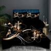 Gouden Bloemenpatroon 3D Geprint Dekbedovertrek Elegant Retro Stijl Beddengoedovertrek Kussensloop Luxe Hometextiel Dekbedovertrek Set