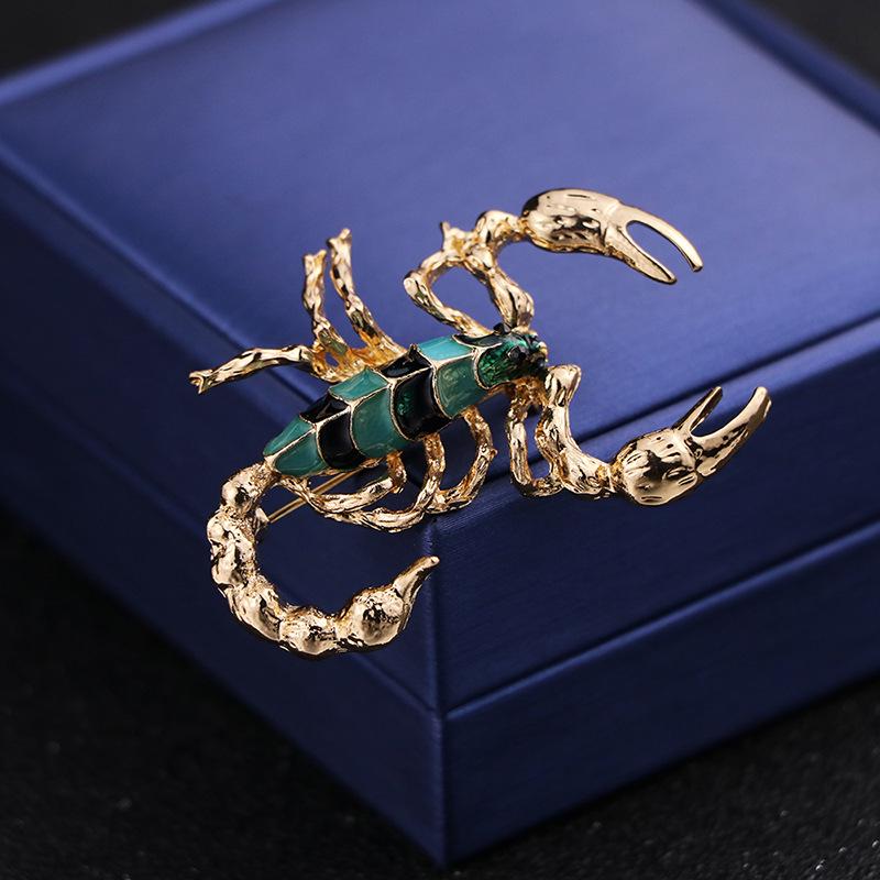 European & American Style Drip Glaze Enamel Scorpion Brooch - Bold Antique Pin for Men