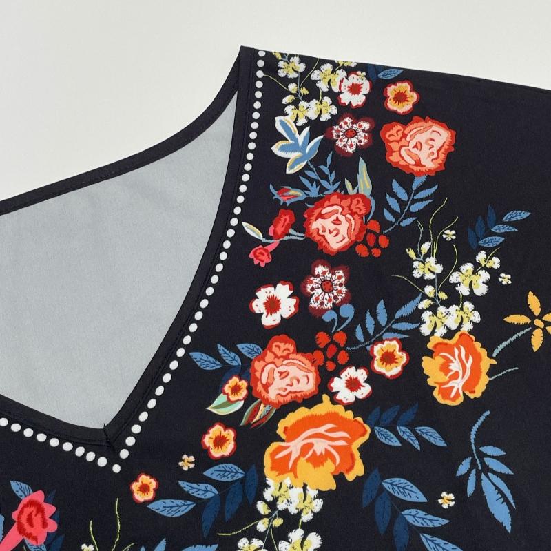 Summer New Short Sleeve A Line Vacation Casual Dresses Women Fashion Loose Waist Elegant Print Short Dress Women Vintage Slim Beach Ladies Dress 25881