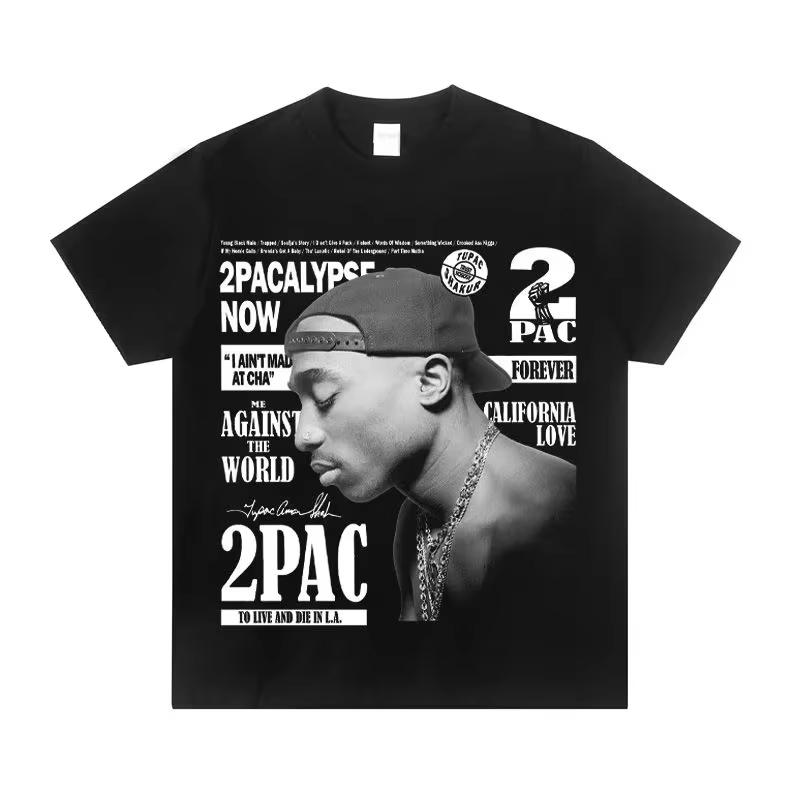 2026 2PAC Tupac American Rap Rapper TShirt Unisexs pure Cotton Crew Neck West Coast Rock Trend Short Women And Unisex Tshirts
