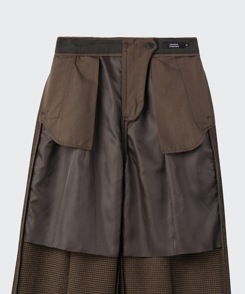 MUSINSA STANDARD WOMAN Women'S Houndstooth Check Two-Tuck Wide Elastic Waist Slacks [Brown]