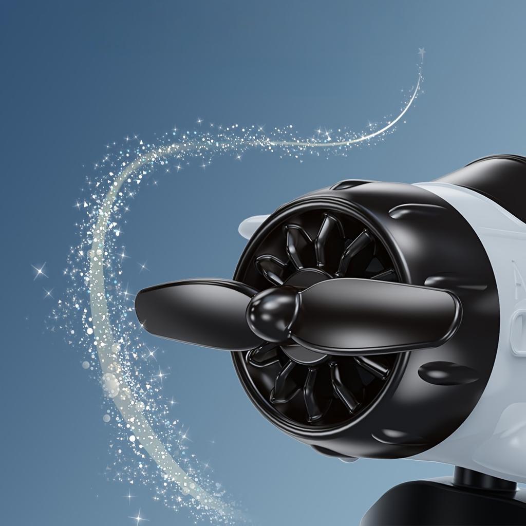 Solar-Powered Car Airplane Ornament, Creative 360-Degree Rotating Car Decoration, Dashboard Light-Sensing Fan Accessory