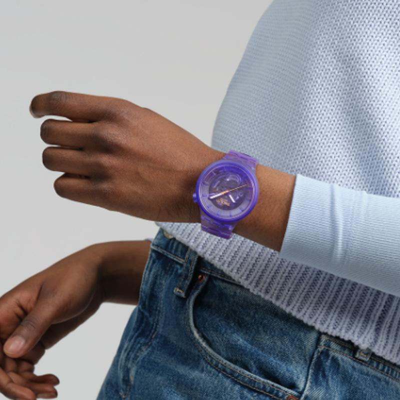 SWATCH Men 47mm Purple Watch SB05V103 SB05V103