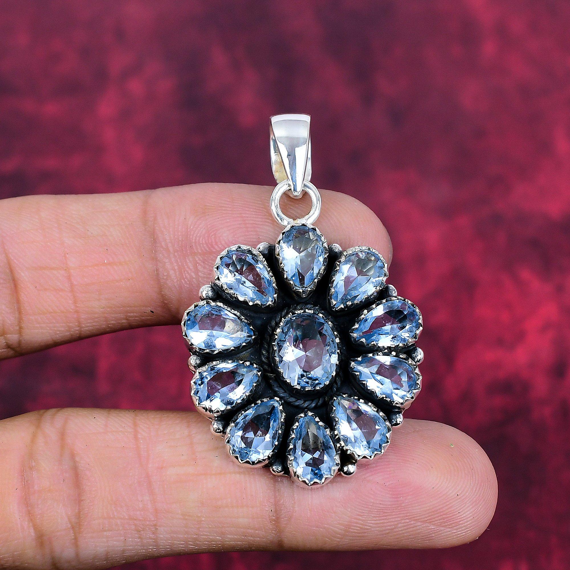 

Подвеска из драгоценного камня ручной работы с танзанитом, подвеска из стерлингового серебра 925 пробы, антикварные ювелирные изделия, подвеска для подарка на помолвку 1.96 Inches