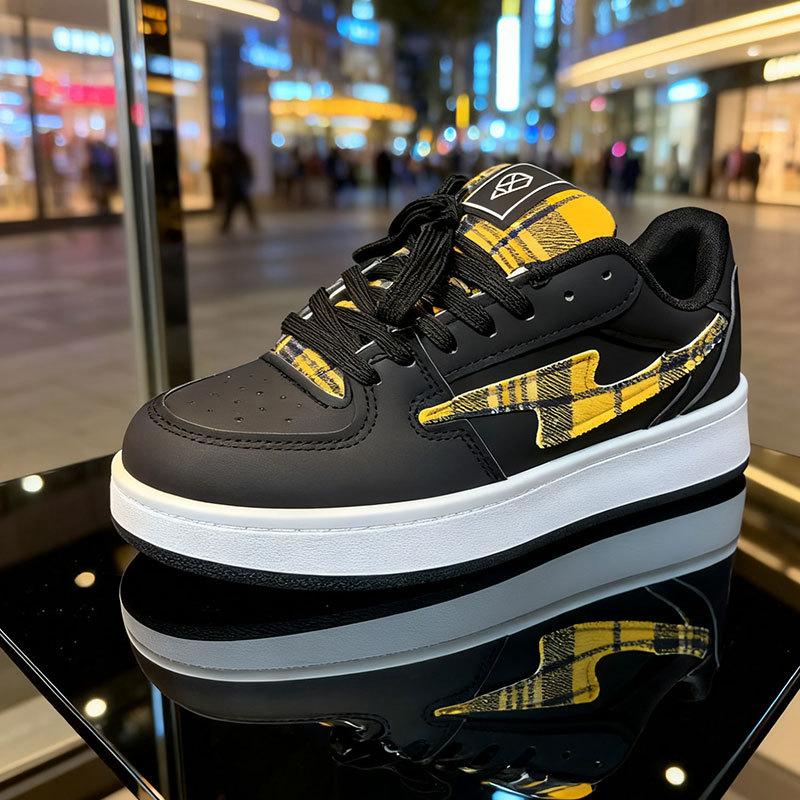 

Новая черно-желтая клетчатая цветовая схема хлебные туфли мужские и женские нишевые оригинальные молния универсальные кеды 44 жёлтый