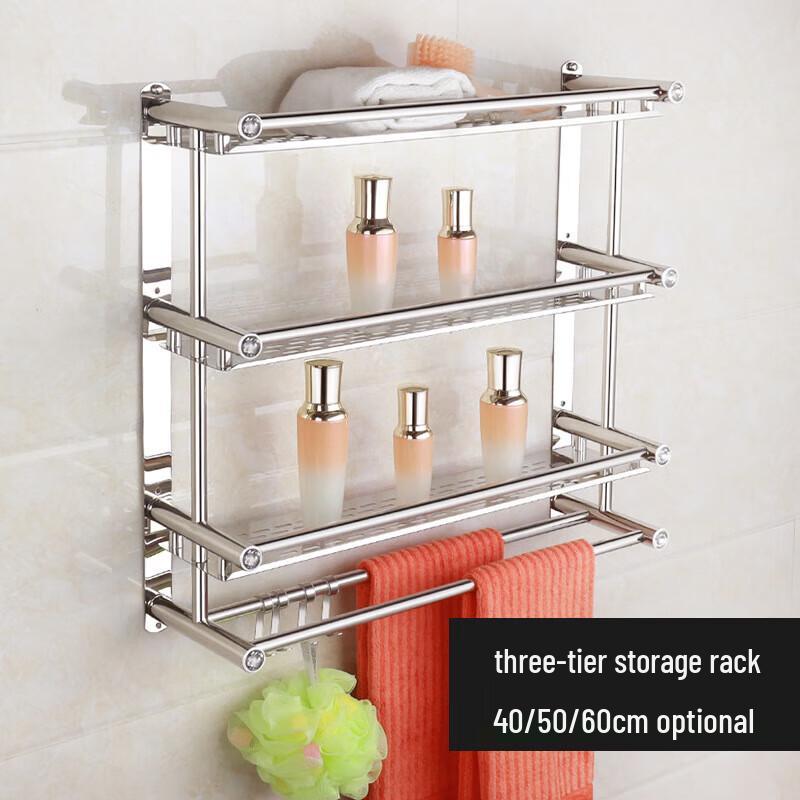 Scaffale da Bagno da Parete in Acciaio Inossidabile con Portasciugamani