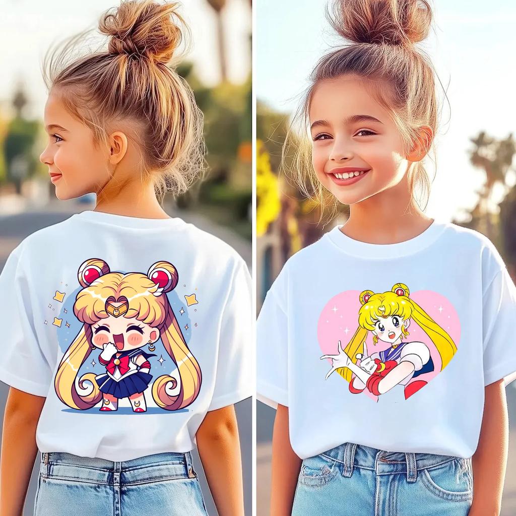 Sailor Moon Tshirt Printed Kids TShirt Boy Girl Unisex Summer Y2K Harajuku Loose Casual Short Sleeve Top for Chirldren Tees