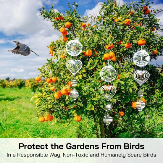 3D Wind Spinner Bird Deterrent Outdoor Garden Yard Farm Hanging Reflective Metal Wind Chime Bird Scare Device Ornament