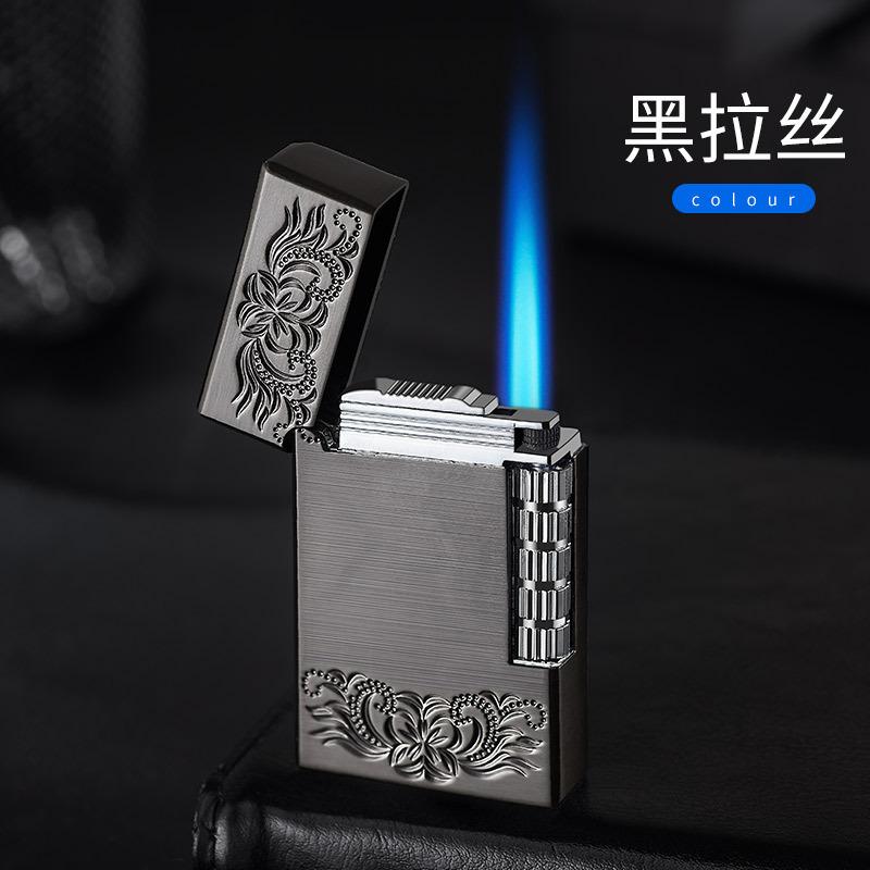 New Classic High End Langsheng Inflatable Windproof Direct Charge Lighter Blue Flame Business Gift Cigarette Accessories