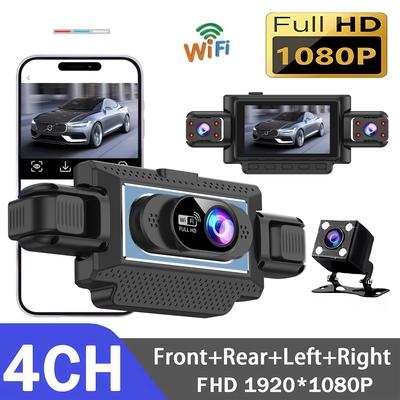 4 Channel Car DVR Wifi Dash Cam 4 Cameras Dashcam Full HD 1080P Video Recorder Night Vision Black Box Cabin Camera 24H Park