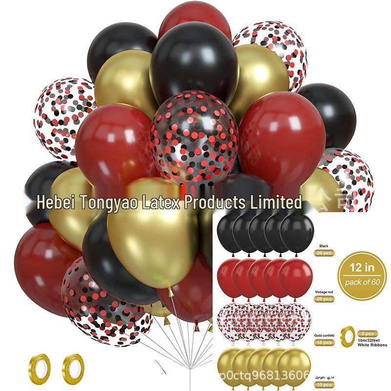 60-Piece 12" Vintage Color Glitter Balloon Set for Birthday Parties