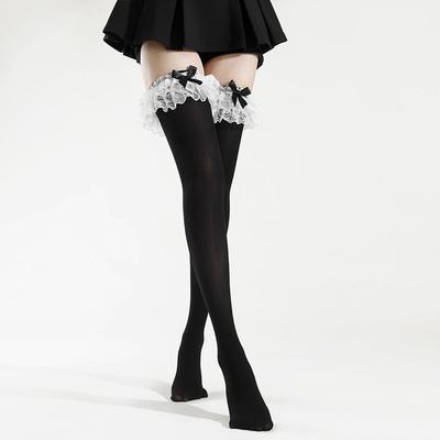 Calzini estivi Lolita in pizzo al polpaccio da donna JK con fiocco in pizzo al ginocchio Lolita dolci in velluto giapponese