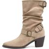 Pointed Thick Heel Temperament Short Boots Women's New Belt Buckle Martin Boots Temperament Medium Tube Stack Boots