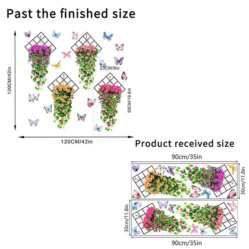 Butterfly Flower Vine Green Plant Self-Adhesive Waterproof Wall Stickers Living Room Bedroom Decorative Painting