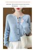 Women's 100% Pure Wool Round Neck Cardigan Sweater - Autumn/Winter Korean Style Knit Outerwear