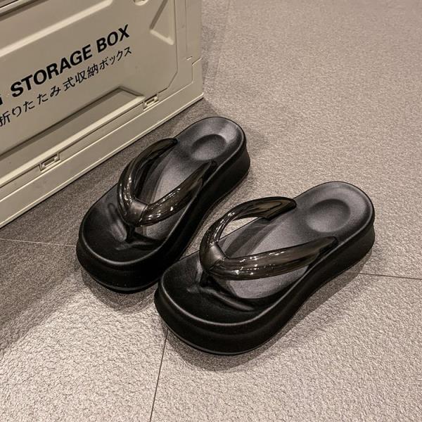 

Fashion Shoes Women Rubber Flip Flops Slippers Flat Platform Slides Shale Female Beach Transparent Heel Soft Hawaiian Summer Sabot Casu 35