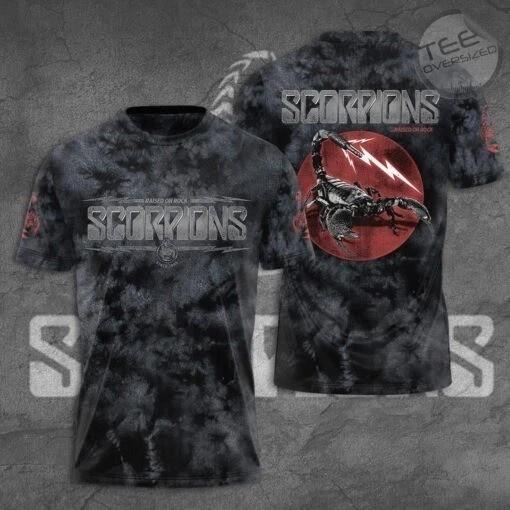 Футболка Scorpions 3D Черная Тай-дай Графическая футболка с принтом Rock Tour Унисекс. PP2816 M