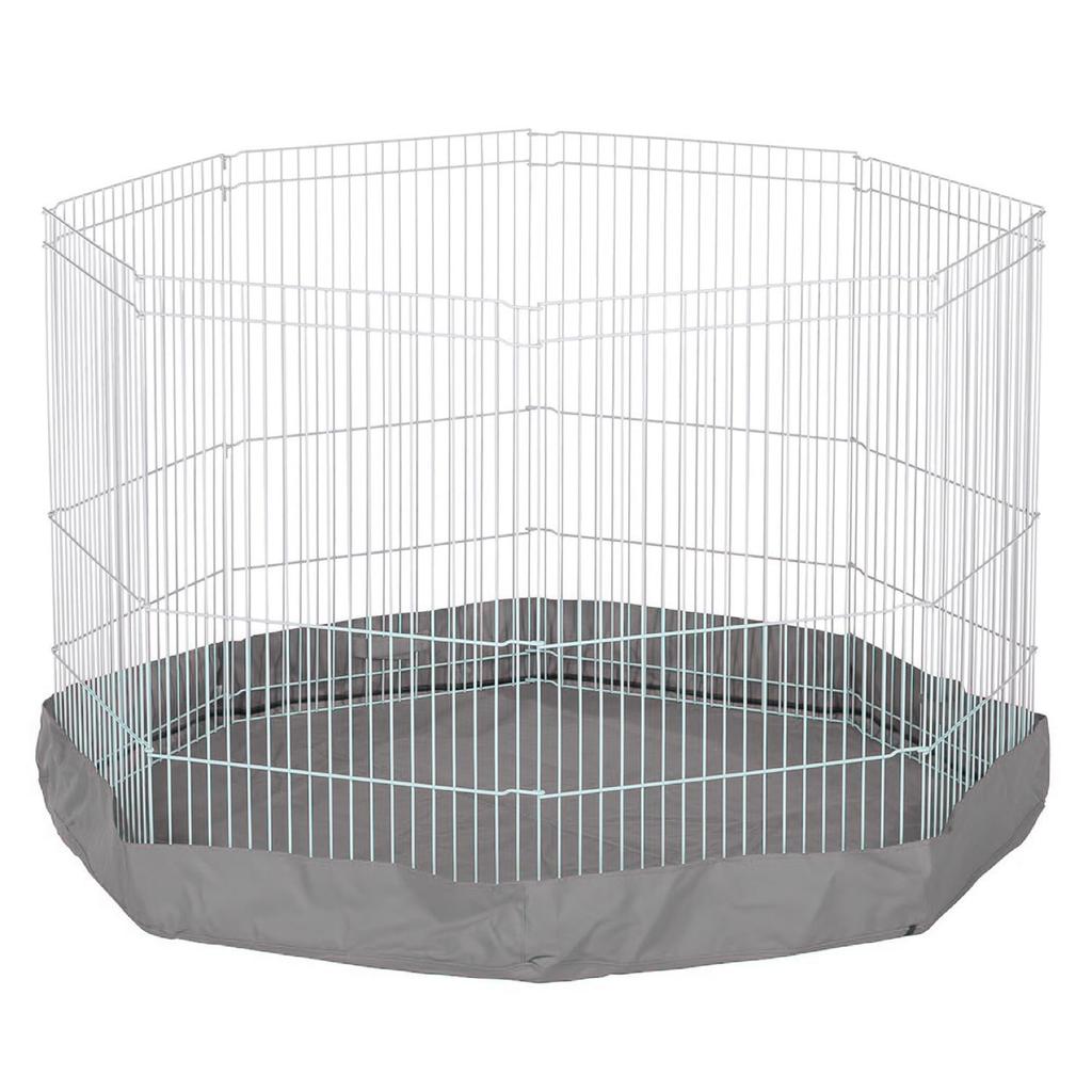 Marshall Small Animal Playpen (8-Way Playpen) with Floor Mat and Cover, Gray, 116 x 116 x 9.5 cm
