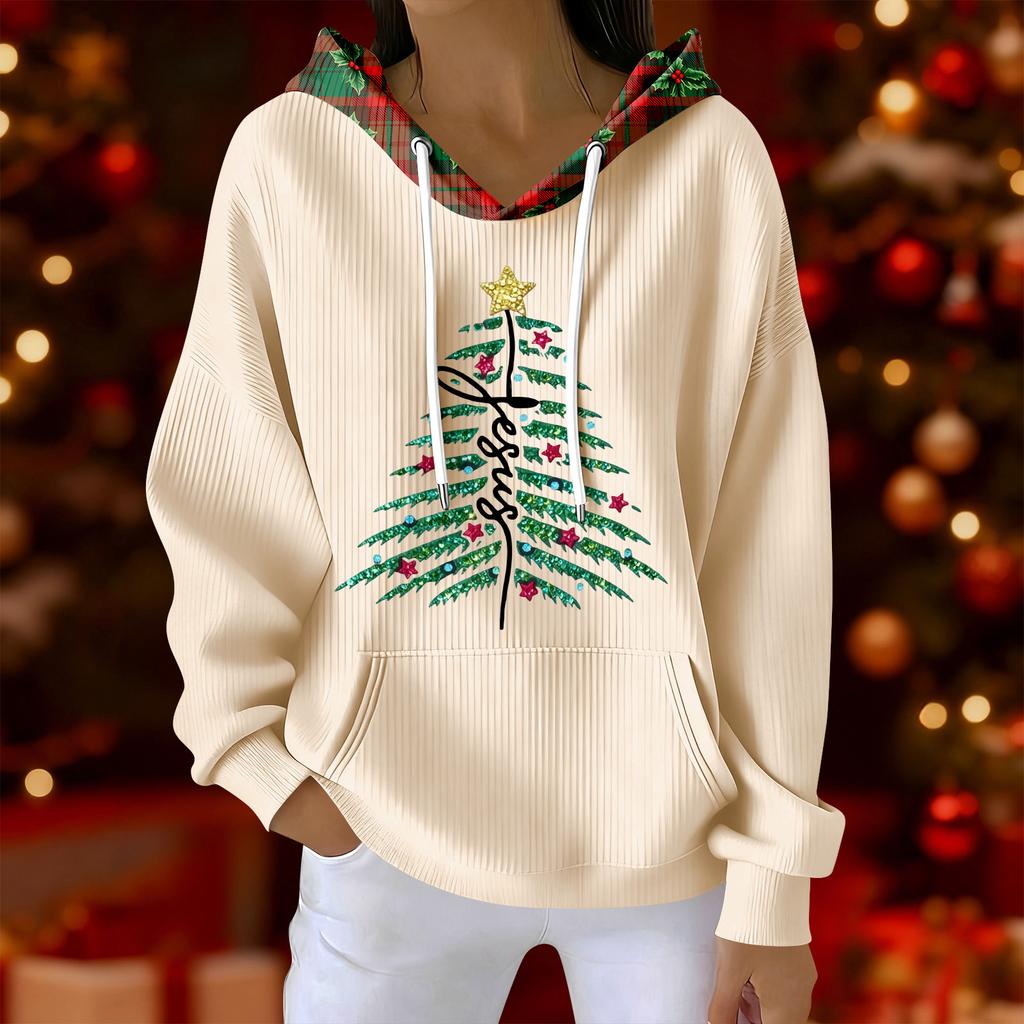 Women's Fashion Casual Christmas Print Pullover Long-Sleeve Sweatshirt