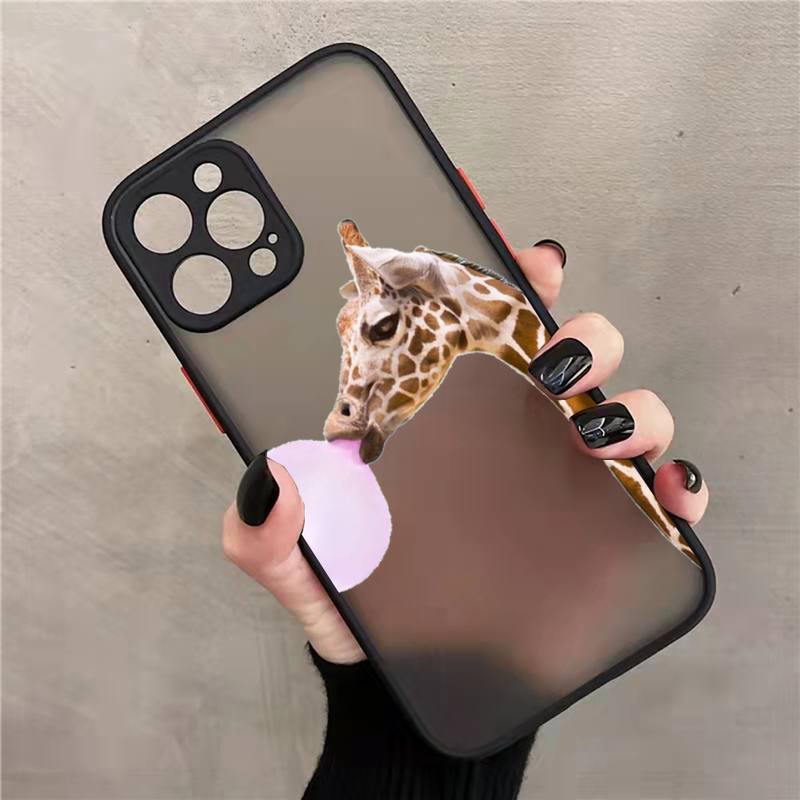 Žirafa zvíře roztomilé a vtipné Pouzdro na telefon matné průhledné Pro iphone 7 8 11 12 13 plus mini x xs xr pro max kryt