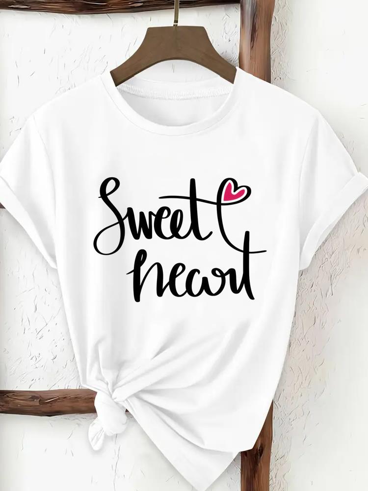 (Asian Size) cartoon letter  Tee Top Woman Print Women Clothing Short Sleeve T Shirt Fashion Female Graphic T-shirts