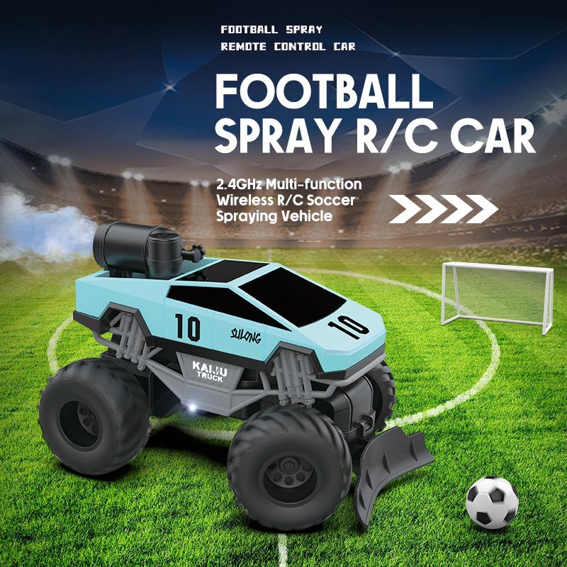 1/24 2.4G RC 4WD Football Car With Spray Lights 360 Rotation Kids Toys Remote Control 5CH Soccer Vehicle Boys Christmas Gifts