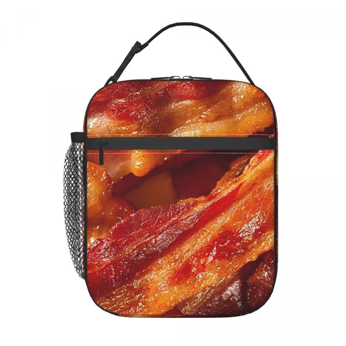 Texture Bacon Croustillante Amateurs de Viande Sac à Lunch Isotherme pour Femmes Refroidisseur de Bureau Boîte Thermique pour Aliments Sac Tote Sacs à Lunch Contenant One Size black