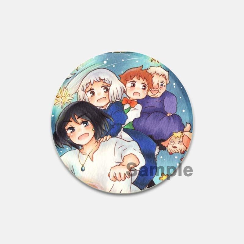 58MM Ghibli Studio Brooch Cartoon Howl's Moving Castle Cosplay Badges Enamel Pins Collection Breastpin for Backpacks Clothes Decor