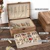 Vintage Jewelry Box Solid Wood Containers Two Layers Necklace Earrings Display Boxes with Mirror Jewelry Accessories
