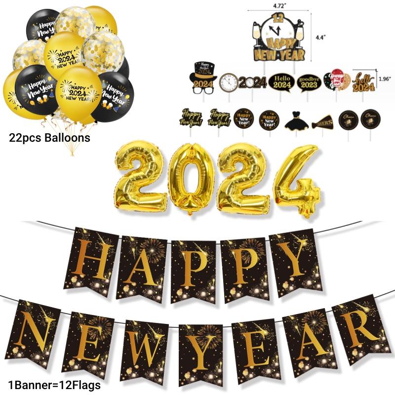 New Year Party Decoration Set With Latex Balloons Festive And Vibrant Elements For 2024 Celebration
