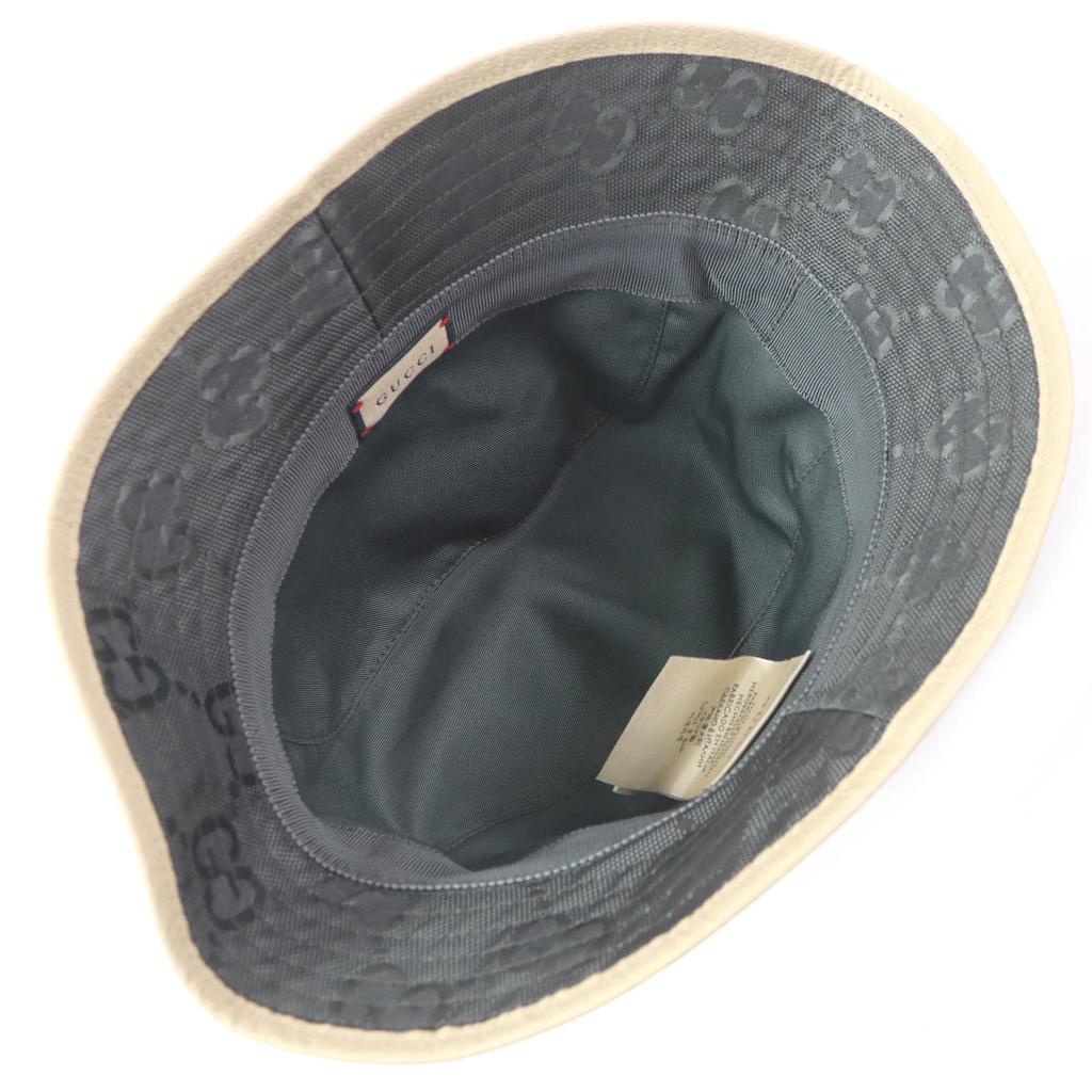 Excellent GUCCI hat Off The Grid GG logo bucket gray Nylon mens 627115 Used