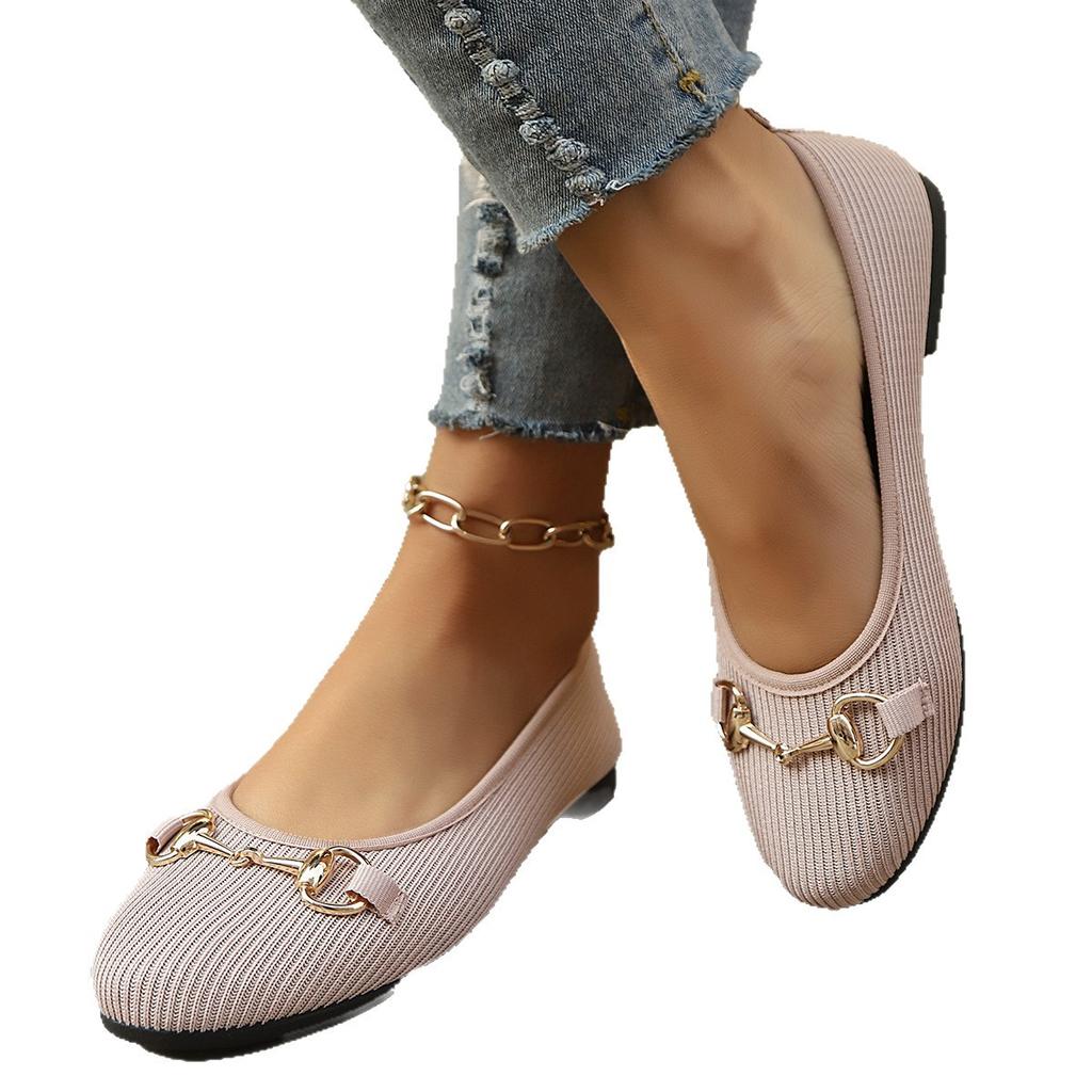 Französische Ballerinas Britischer Stil kleiner duftender Wind flacher Ausschnitt runde Spitze 2025 Frühling und Sommer Oma-Schuhe Einzelne Schuhe Damenschuhe