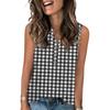 Women's Casual Fashion Summer Print Tank Top V-neck Sleeveless Button Up Top