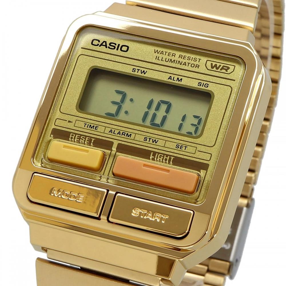 Casio Montre Digitale CASIO Série Vintage A120WEG-9A Unisexe Bracelet Métal Or Modèle Étranger