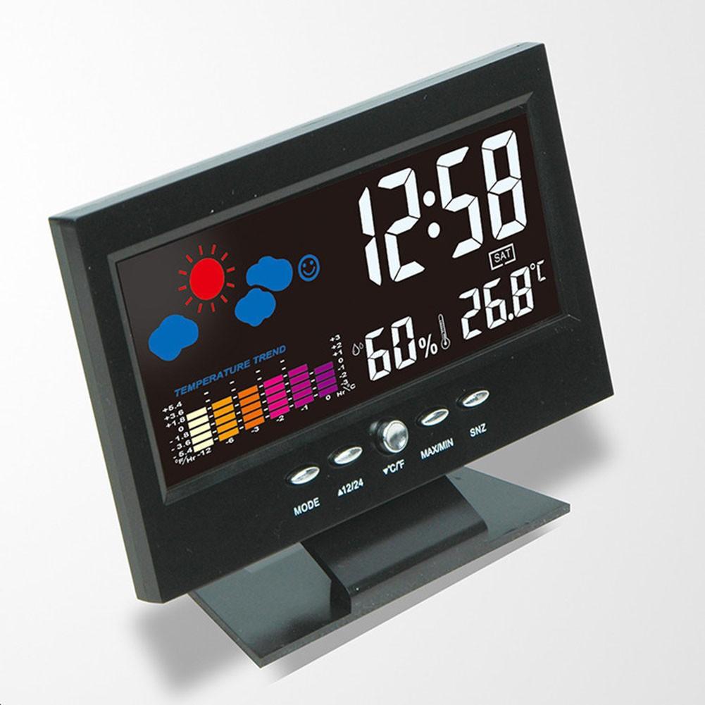 Digital LED Alarm Clock with Weather Display Hygrometer Thermometer Calendar
