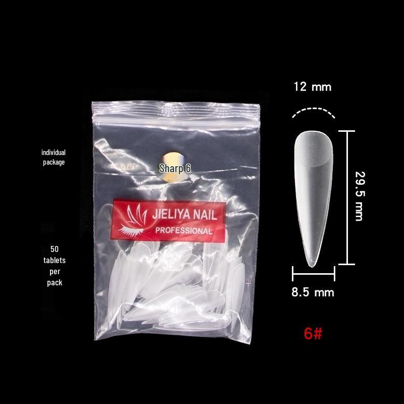 Frosted Pointed Trapezoidal False Nail Tips - Easy Stick-On, No Filing Needed.