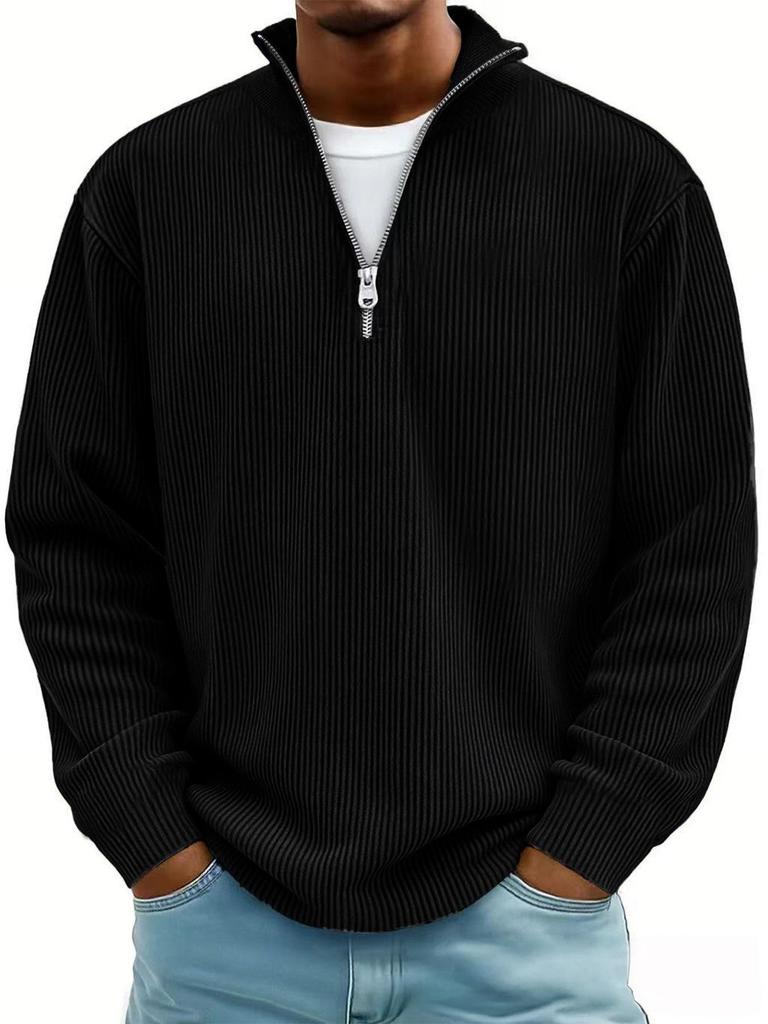 Men's Stand-Up Collar Corduroy Polo Shirt - Autumn/Winter 2025 Collection