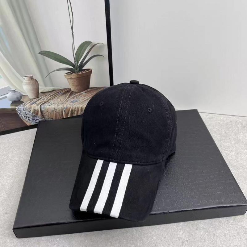 Hat Men and Women Outdoor Baseball Cap Spring Solid Color Extended Brim Baseball Cap Striped Hat Black Cotton